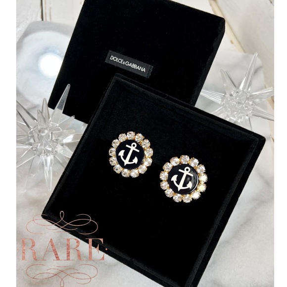 Dolce & Gabbana Couture Rare Crystal Anchor Clip-On Earrings - Picture 2 of 13